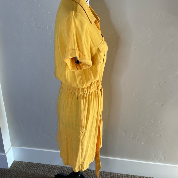 NWT Justify medium collared mustard button down dress, tie waist and pockets! - Picture 10 of 14